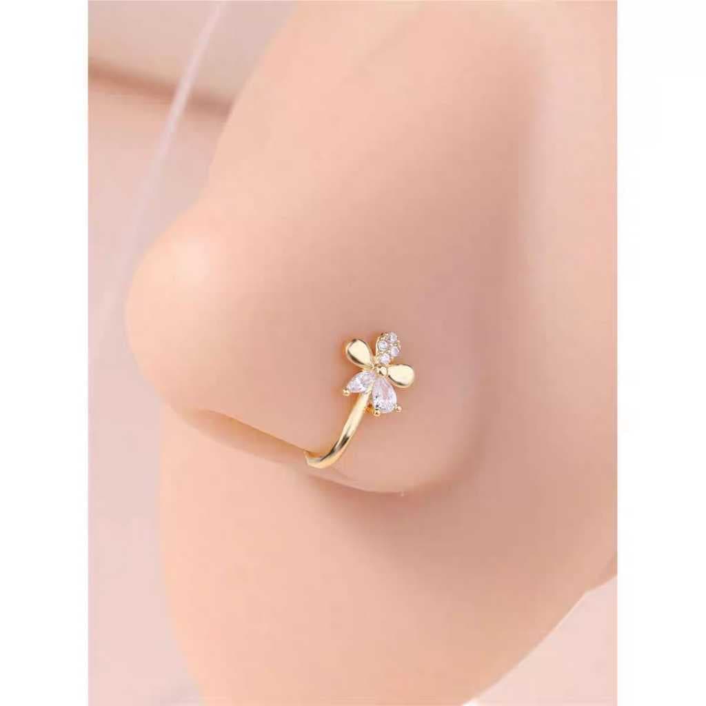 Piercing Nariz Fake 316L Coração Borboleta Flor Clip U – Variedade de Modelos