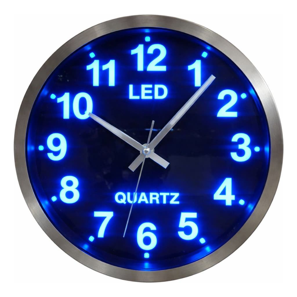 Relógio De Parede Analógico Leds Coloridos Decorativo 25cm