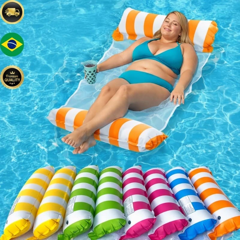Bóia Rede Flutuante Piscina Praia 4 em 1 – Suporta até 130kg | Conforto Total