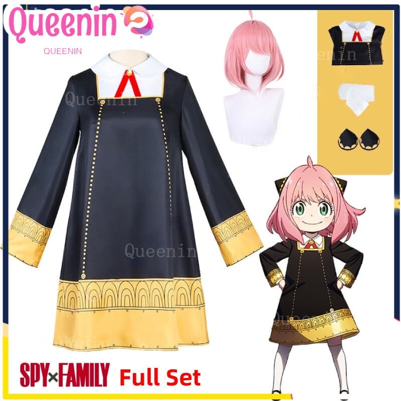 SPY × Família Anya Forger Cosplay Vestido De Fantasia E Cabeleira Feminina Roupa De Festa De Halloween Para Meninas