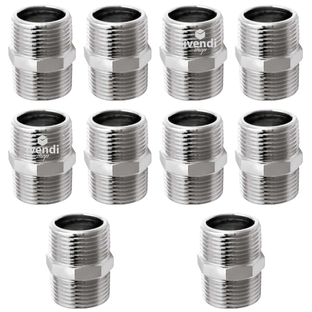 10 Peças Niple Nipple Conexão Metal Duplo 1/2" 1/2x1/2Bsp Multiuso Atacado Envio Rapido