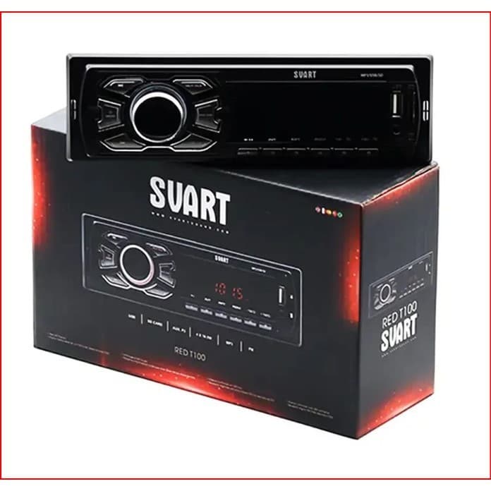 Rádio Automotivo 1 Din SVART RED T100 USB SD Aux. P2 FM MP3 12V Display LED + Chicote - 2662
