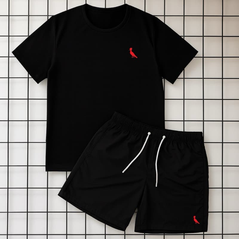 Kit Camisa Algodão e Short Tactel Masculino Camiseta Básica 100% Algodão Treino Academia