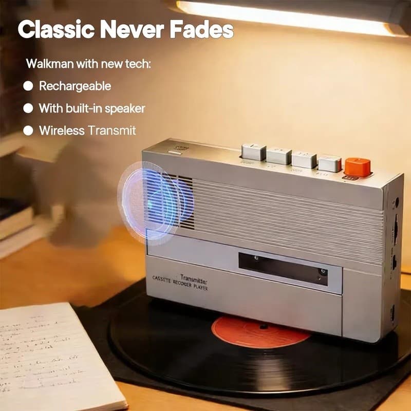 Cassete Gravador Player Bluetooth Portátil Para Conversor Digital Embutido Alto-Falante Fone De Ouvido Jack