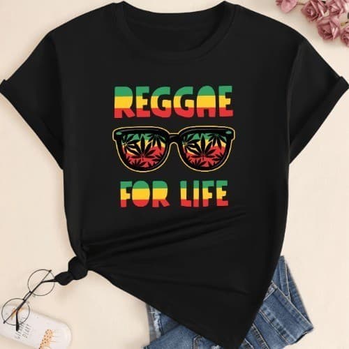 Camiseta "Reggae Life" Estilo de Vida Hip Hop Natural Solto Vibes 100% Algodão