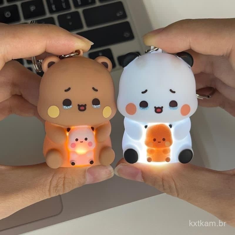Novo Pode Dizer Eu Te Amo Bubu E Yier Voz Brinquedos Bonito Dos Desenhos Animados Panda Dudu Chaveiro Mochila Pingente C