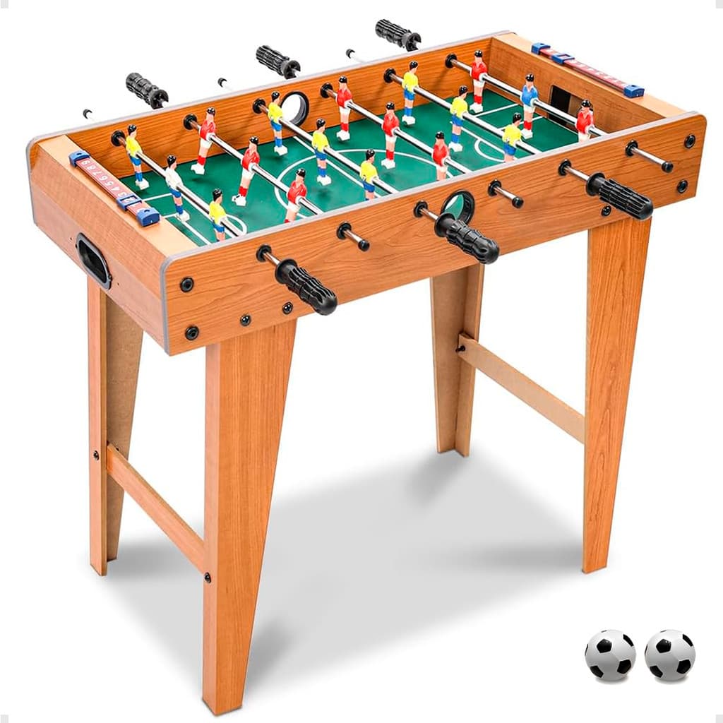 Mesa Pebolim Infantil Mini Madeira Com Pés Alto Marcador Brinquedo Grande Portátil