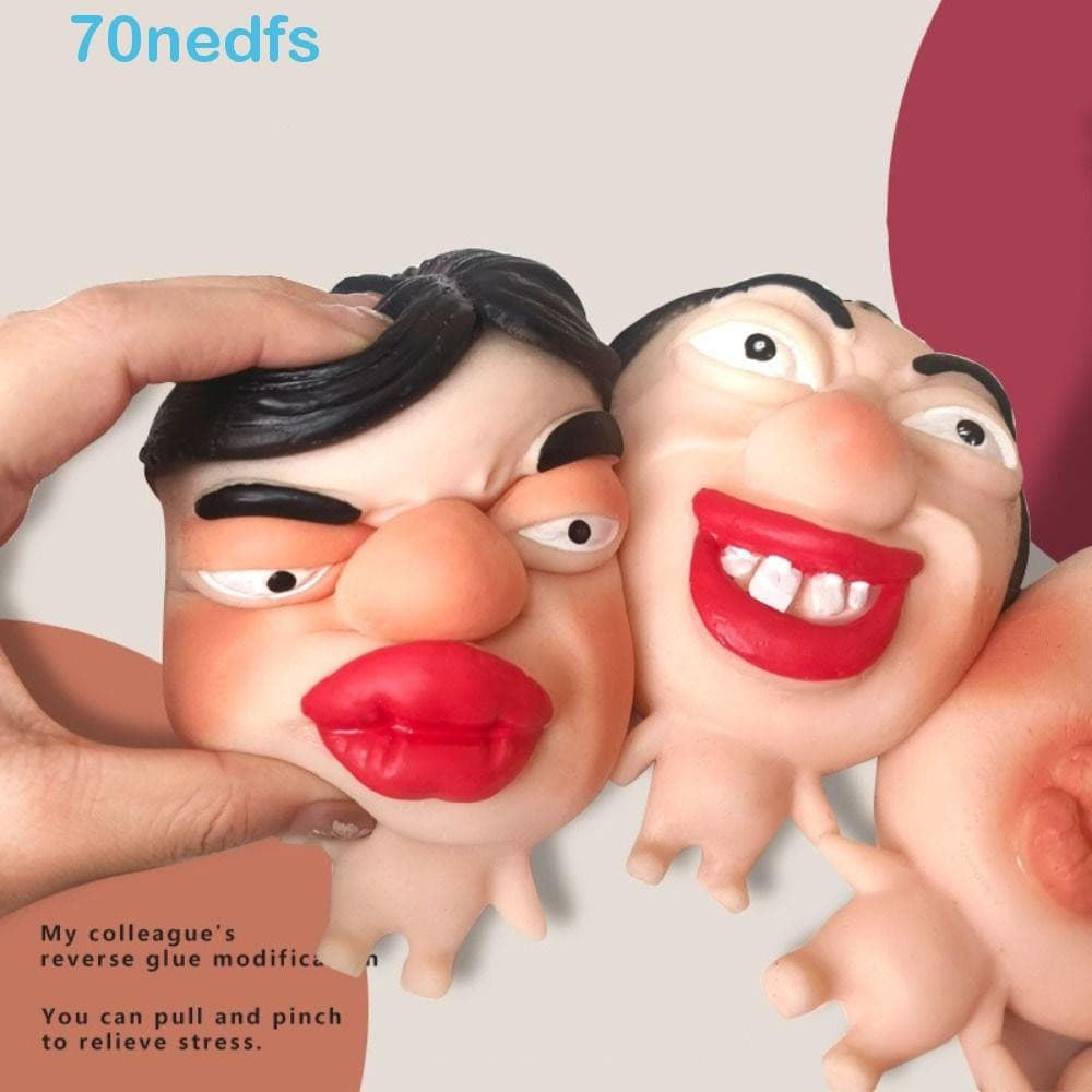 Brinquedo de apertar de expressão NEDFS, brinquedo elástico de aperto de rosto feio de recuperação lenta, feito à mão