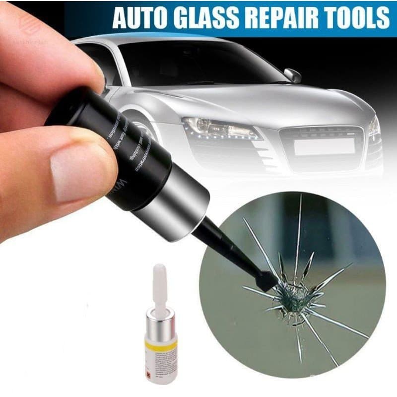 Kit de Reparação de Vidro de Carro, Resina para Trincas e Chips, Ferramenta DIY Para-brisa, Preto