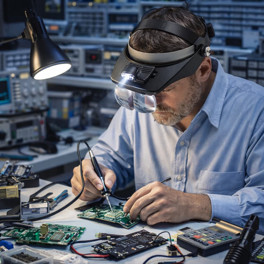 Lupa de Cabeça Profissional 2 LEDs 4 Lentes de Aumento