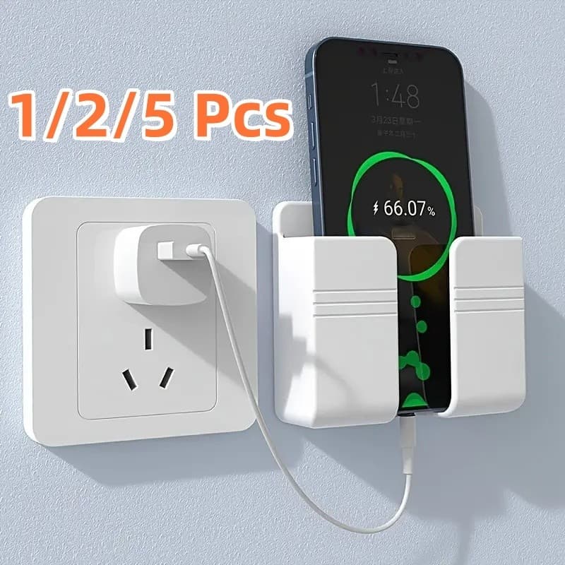 Suporte de Celular para Carregar na Tomada com Porta Controle Remoto de Parede Kit 1, 2 ou 5