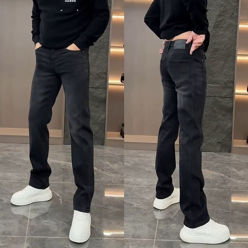 High-End preto Jeans masculino 2026 novo estilo verão calças masculinas finas em linha reta calças de perna larga calças