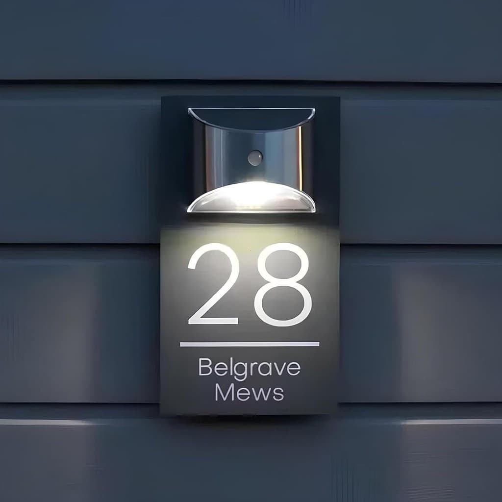 BeNsil Números de Casa Modernos Personalizáveis, Placa de Número de Casa Solar Personalizada para Exterior, Número de Ca
