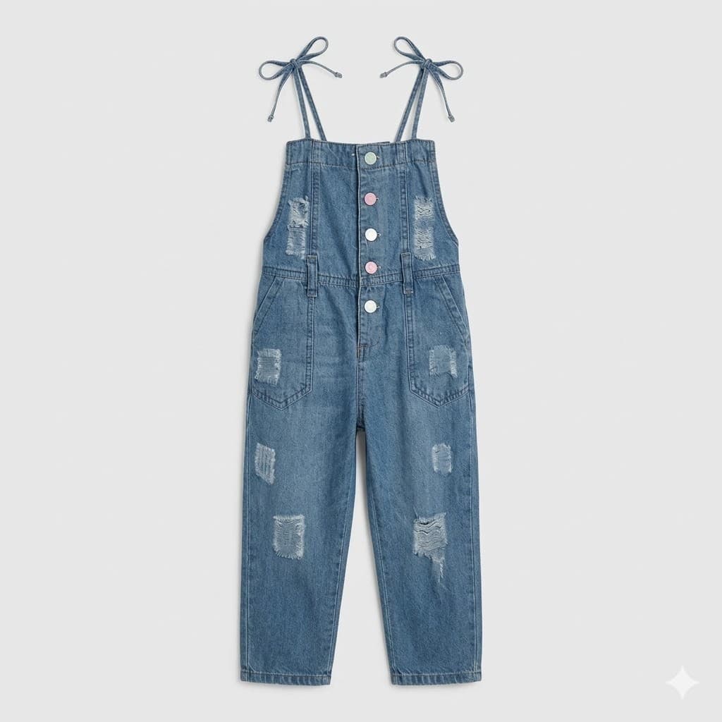 Macacão Jeans Infantil Feminino Jardineira Jeans Menina Criança Estilosa Confortável Tamanhos 4 6 8 10(10)