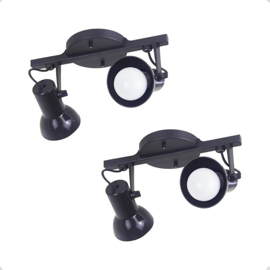 Kit 2 Spot Trilho Duplo Sobrepor Direcionavel E-27 110V/220V