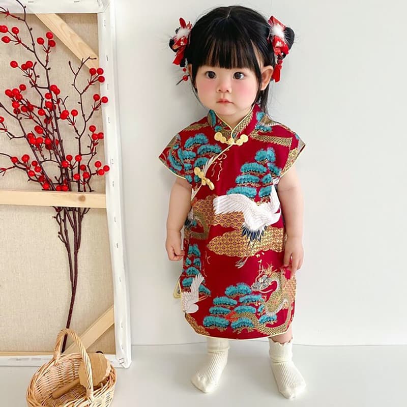 Criança Menina Vestido Cheongsam Estilo Chinês Moda Festa De Aniversário Usar Irmãs Adolescentes Crianças Roupas Do Bebê