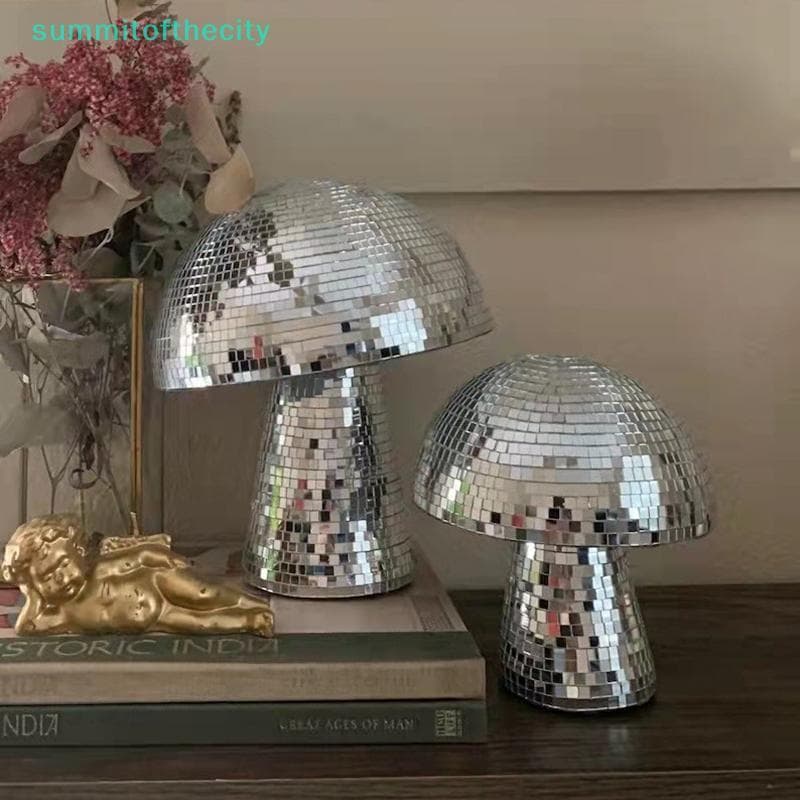Nobleflyingsum Novo Espelho De Discoteca De Cogumelo Prateado 10 * 10cm , Ornamento Reflexivo , Presente Para Namorada