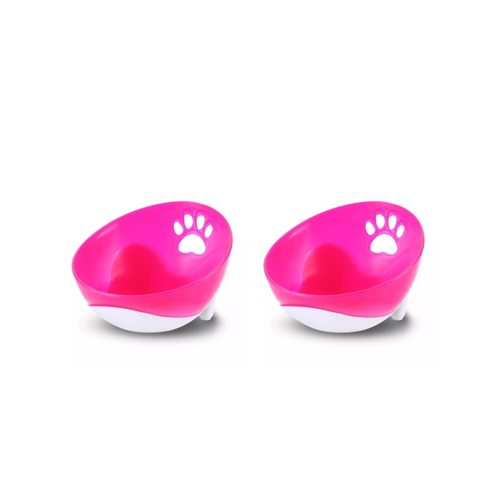 Kit 2 Comedouro e Bebedouro Inclinado Cão e Gato Tam G Pet Injet Rosa