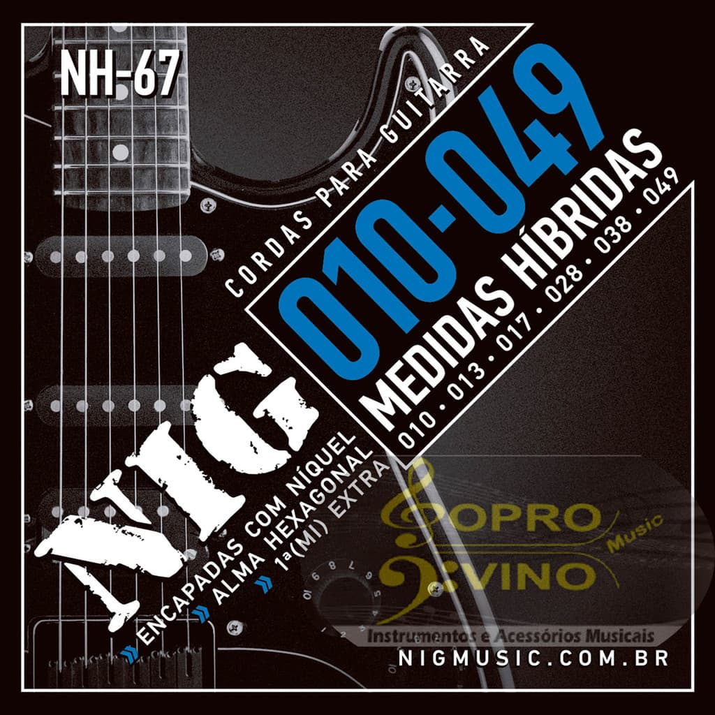 Encordoamento 010 /049 Guitarra Medidas Híbridas NIG NH67