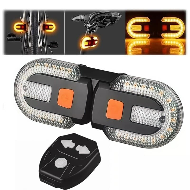 Lanterna Traseira Bike Eletrica com Seta Recarregável e Controle Sem fio USB 38 Leds