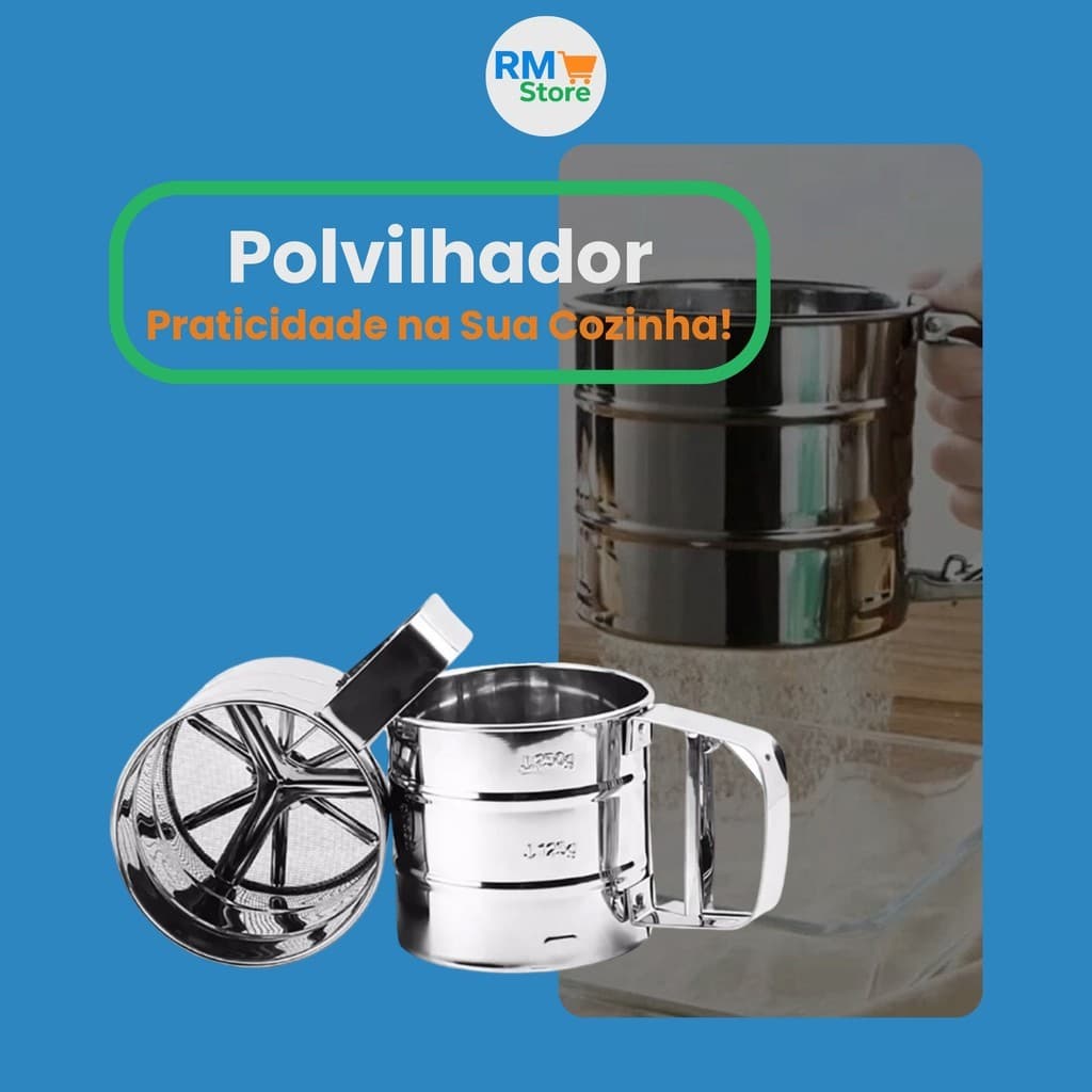 Polvilhador de Tapioca em Aço Inox – Mais Precisão e Praticidade na Sua Cozinha!