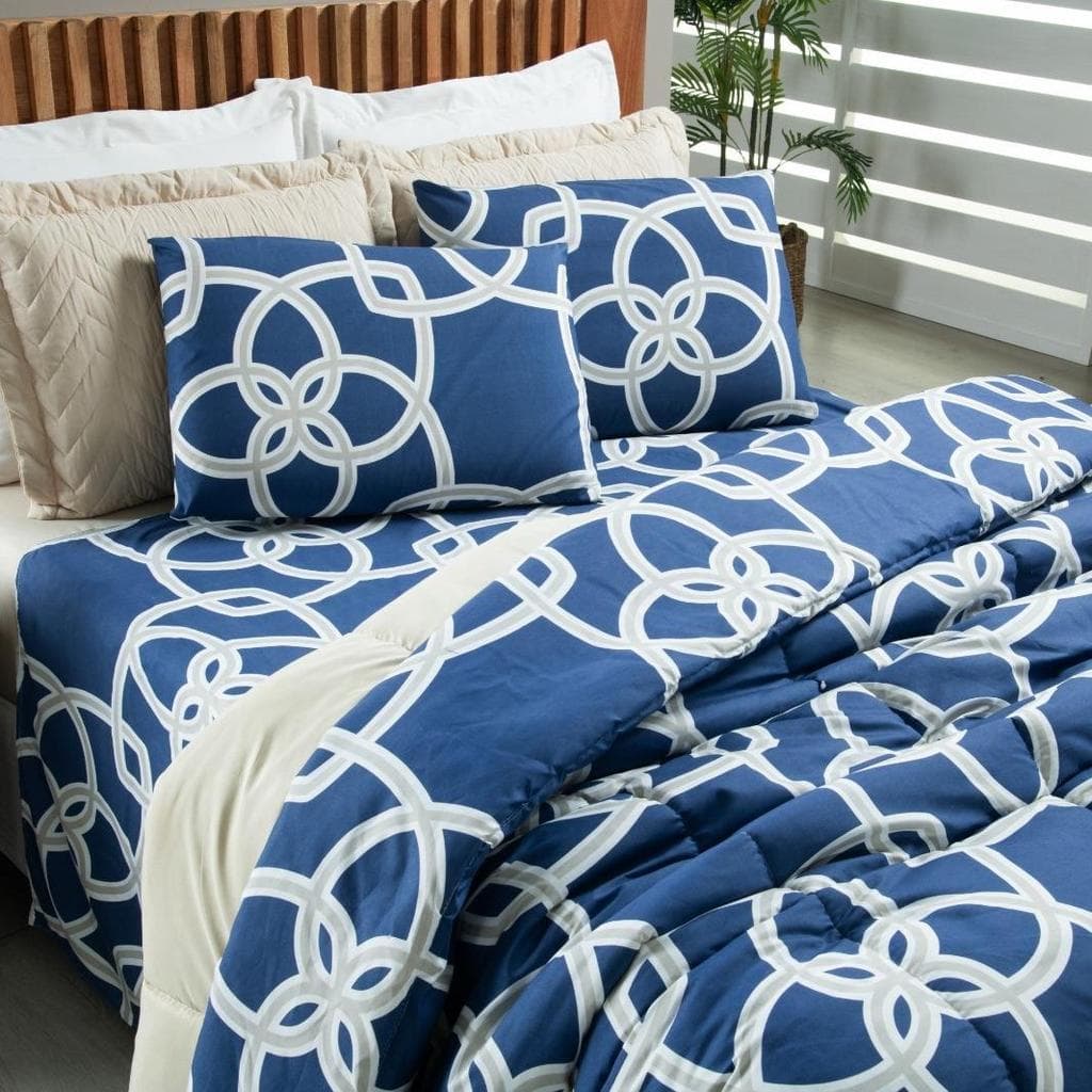 Edredom Dupla Face Casal Queen 400 Fios Estampado Sortido Luxo de Hotel Conforto e Elegancia