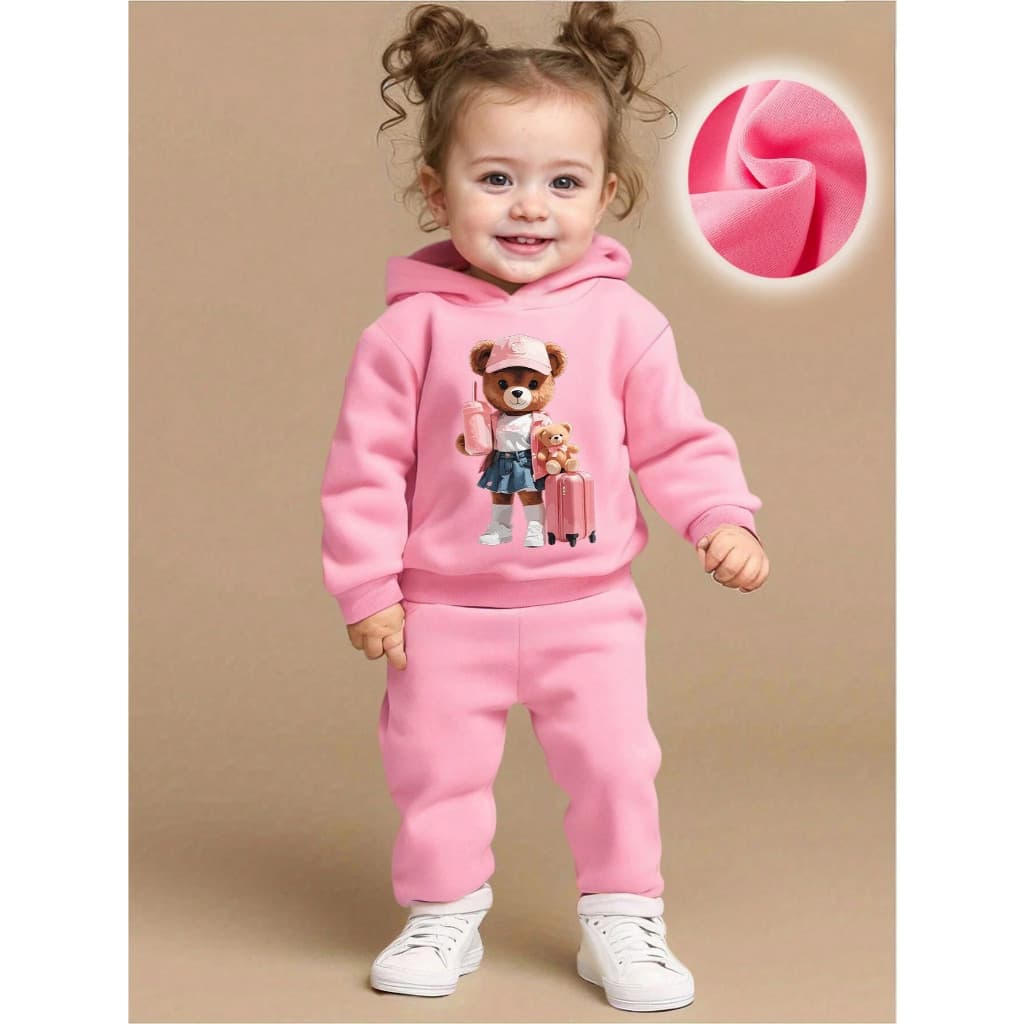 Conjunto Infantil Moletom Com Capuz Calça Blusa De Frio Jaqueta Menina 518