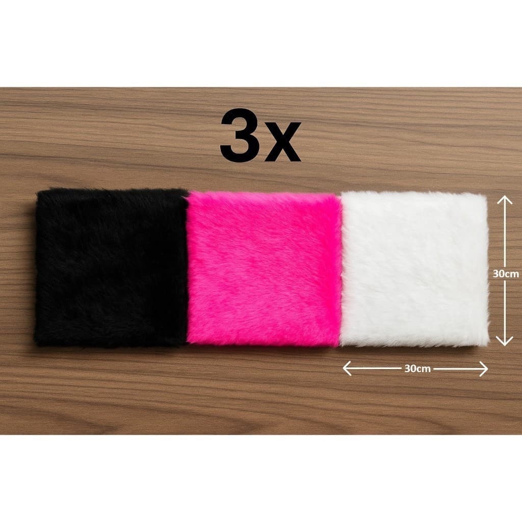 Kit 3 Tapetes de Pelúcia Para Foto Produtos Manicure Unhas Decoração 30X30cm