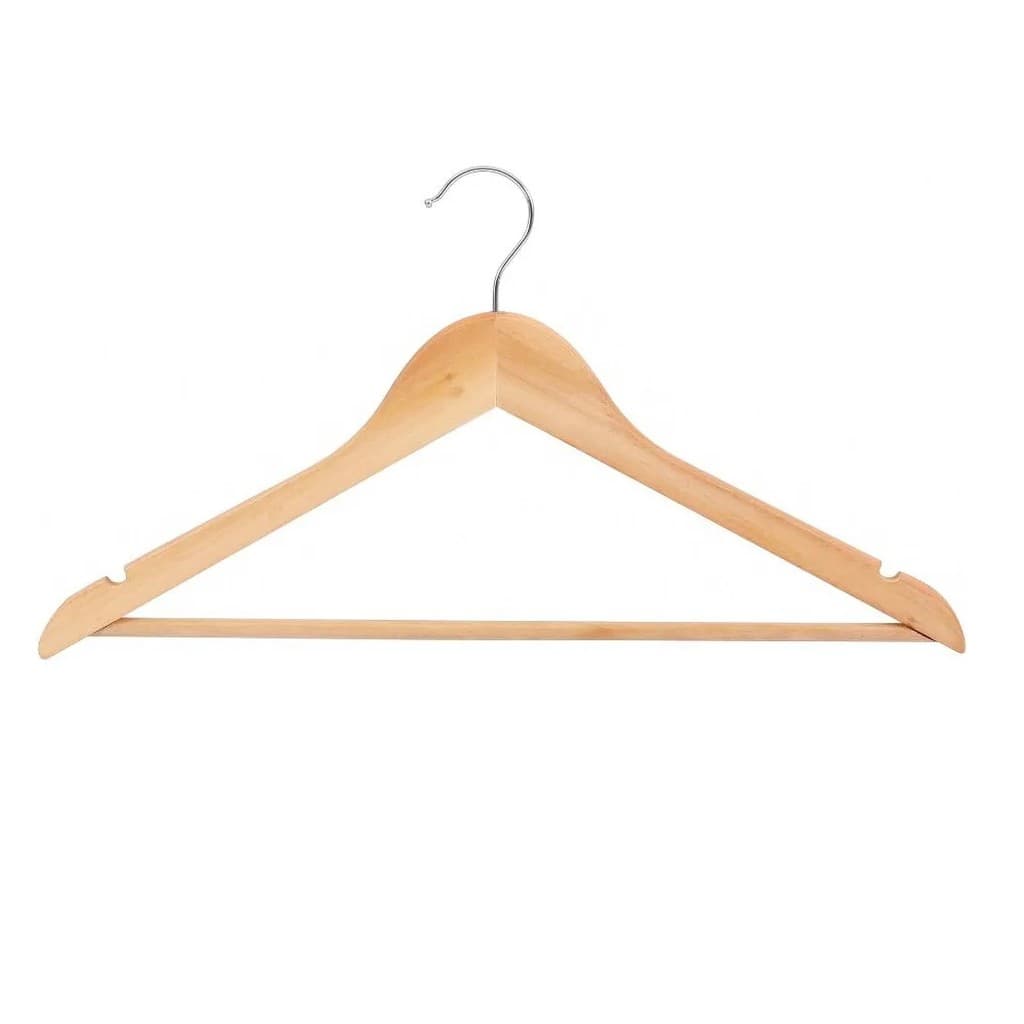 Kit 3 Cabides de Madeira Resistente e Elegante com Barra para Calças