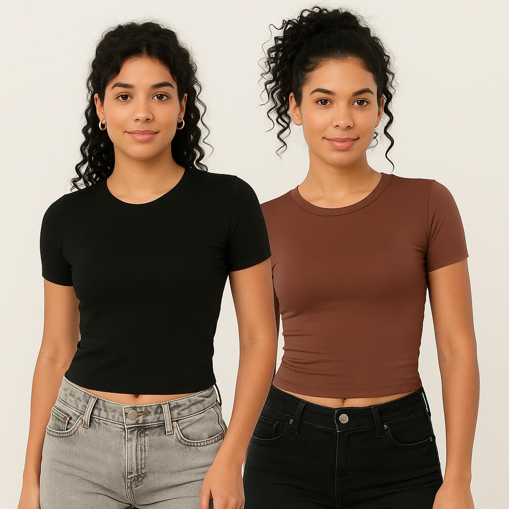 KIT 2 blusinha feminina Baby Tee Feminina - Blusa Manga Curta