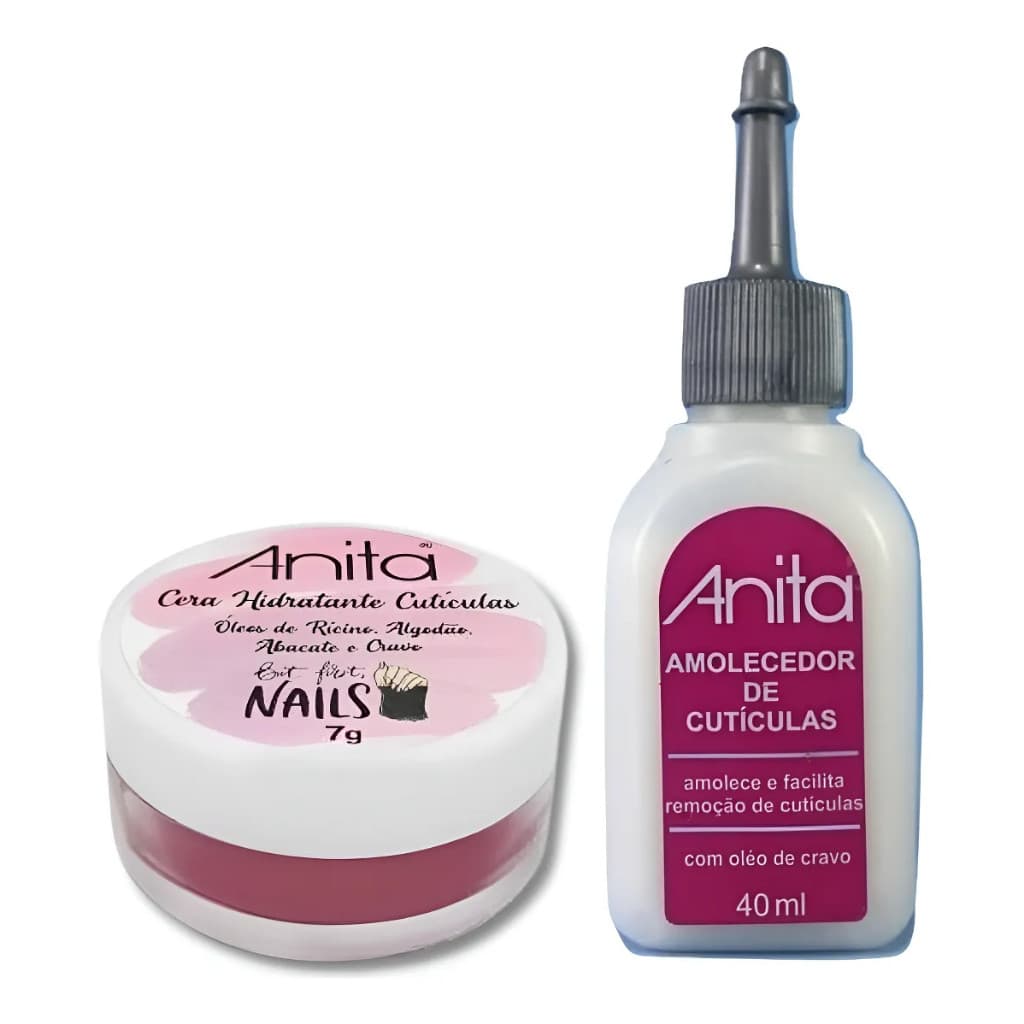 Kit Amolecedor de Cutículas 40ml E Cera Hidratante Para Cutículas 7g Óleo de Cravo Anita