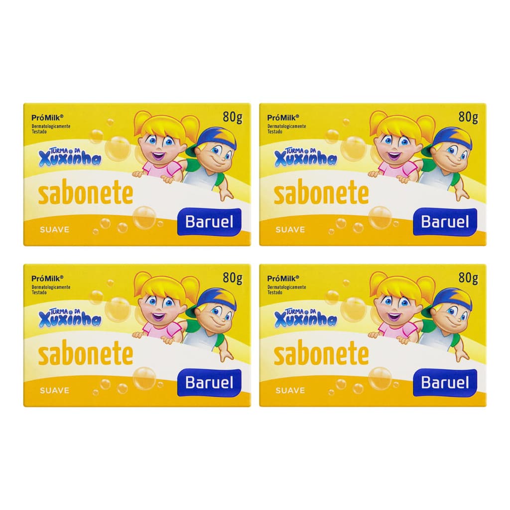 Kit Com 4 Sabonete Barra Baruel Turma Da Xuxinha 80g Suave