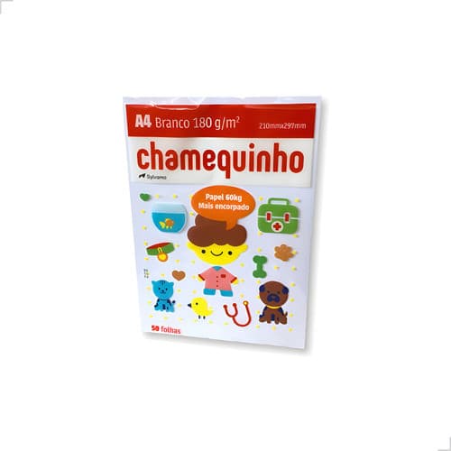 Papel Sulfite A4 Chamequinho 180g/m2 60kg Branco 50 Folhas