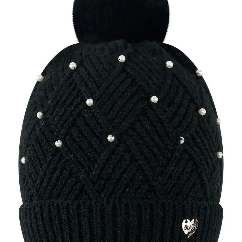 Gorro Touca Infantil Menina Inverno 26 em Tricot Preto Kukiê