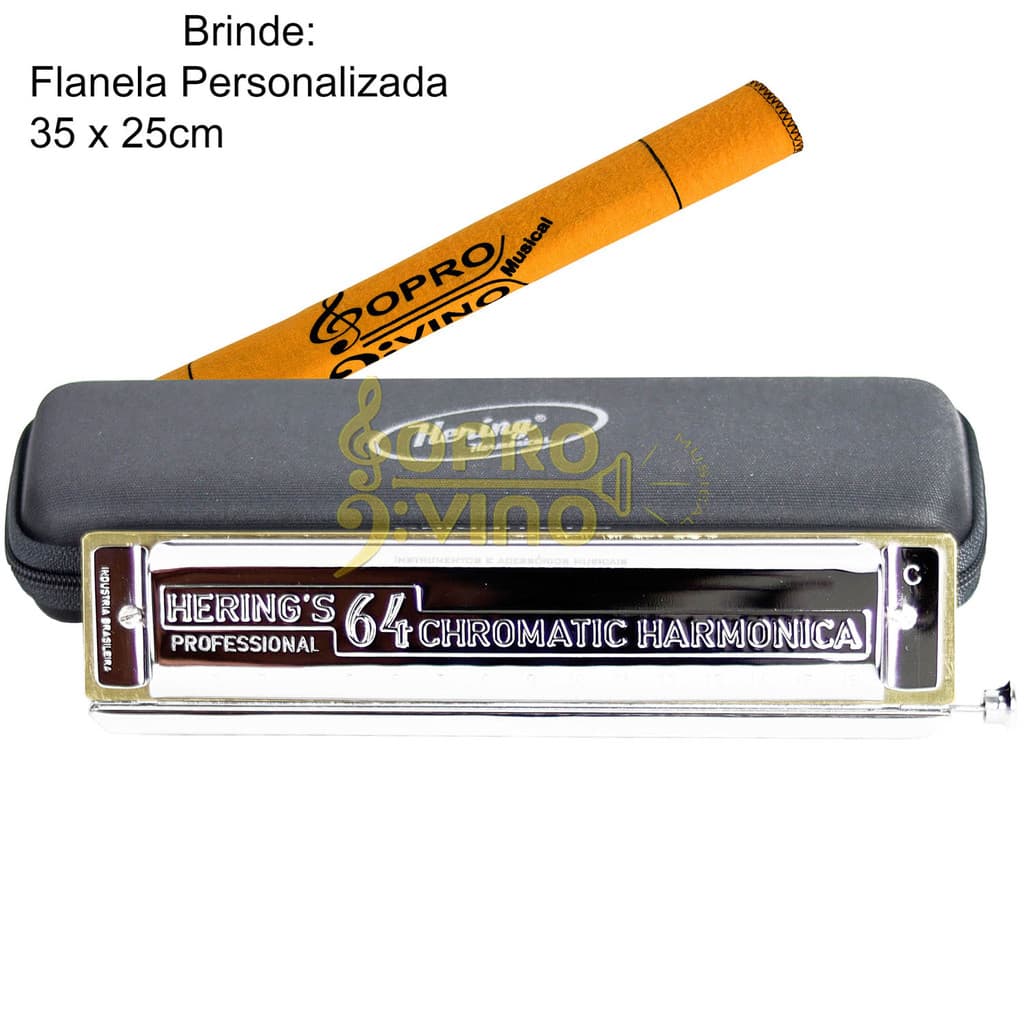 Gaita De Boca Harmônica Cromática Hering SHG 64 Vozes Afinação Dó (C) + Estojo Cód. 5164C