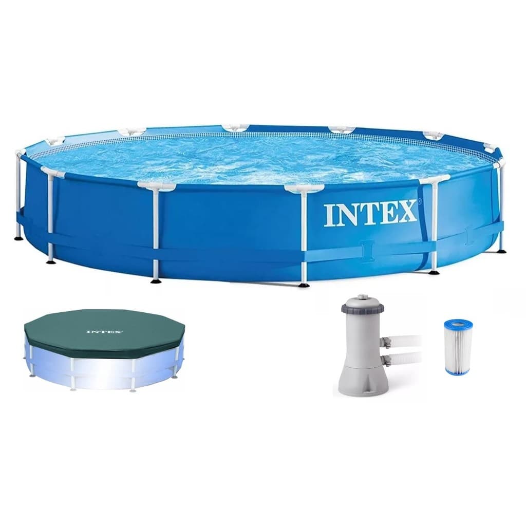 Piscina Intex 7000 litros Azul estrutural com Bomba Filtro 110v e CAPA  (6503 litros)