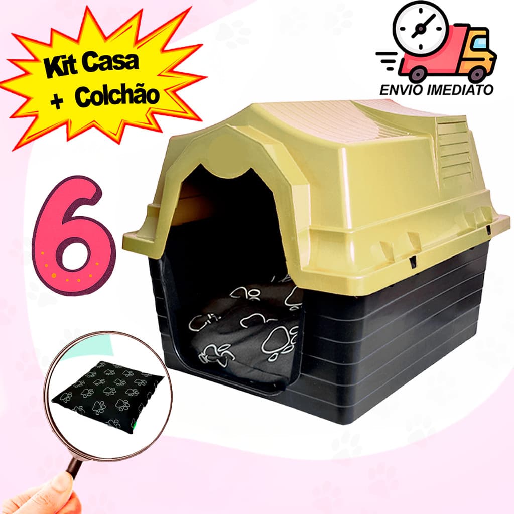 Casinha de Cachorro Grande e Medio Porte N6 Desmontável Casa Plastica com Proteção UV Resistente