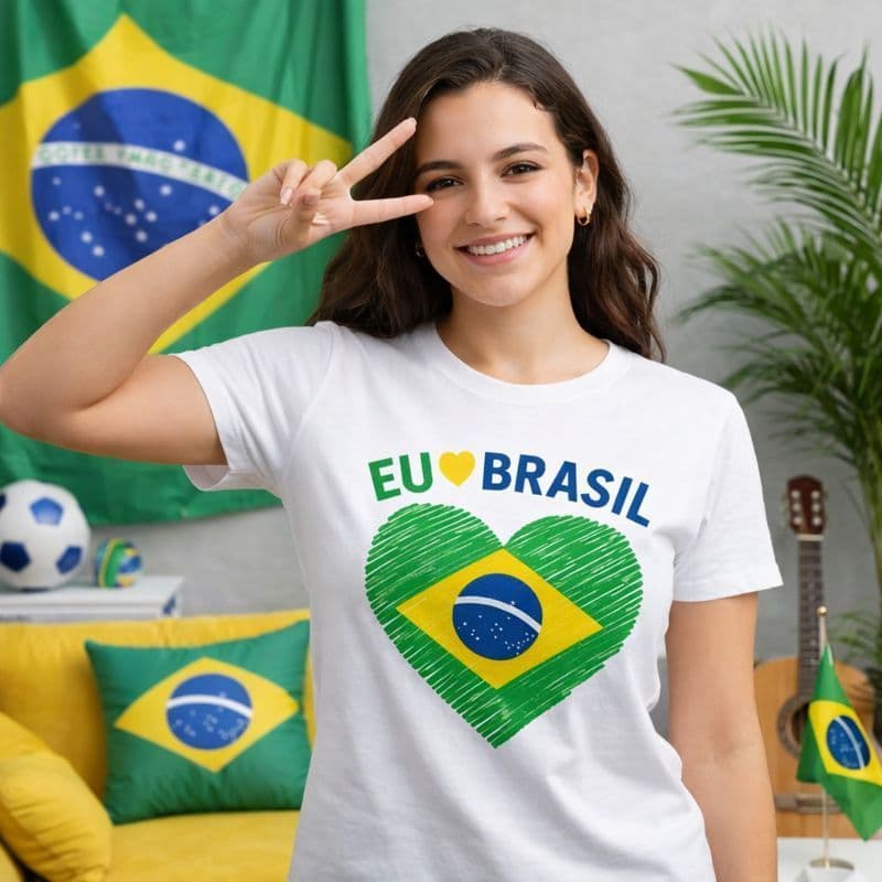 Camiseta Brasil Fio 30.1 Blusa Copa Do Mundo Seleção Camisa Feminina Masculina Estampada. Envio Rápido