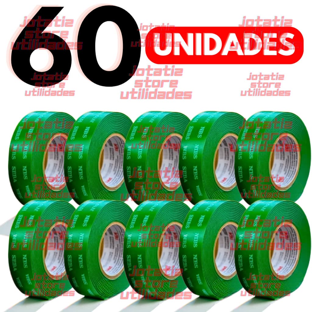 Adesivos Rolos 60/ 48/ 36 Fita Dupla Face Adesiva Para Parede Forte Transparente Fita Dupla Face 2M