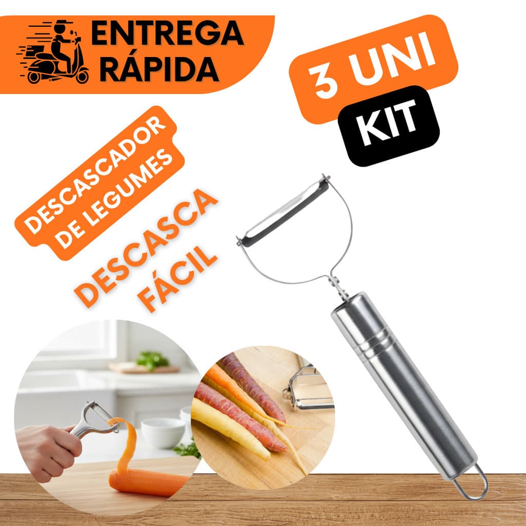 KIT 3 GUIANA DESCASCADOR FRUTAS LEGUMES DUPLA LÂMINA AFIADA MÓVEL 2EM1 DESCASCADOR LEGUMES VERDURAS