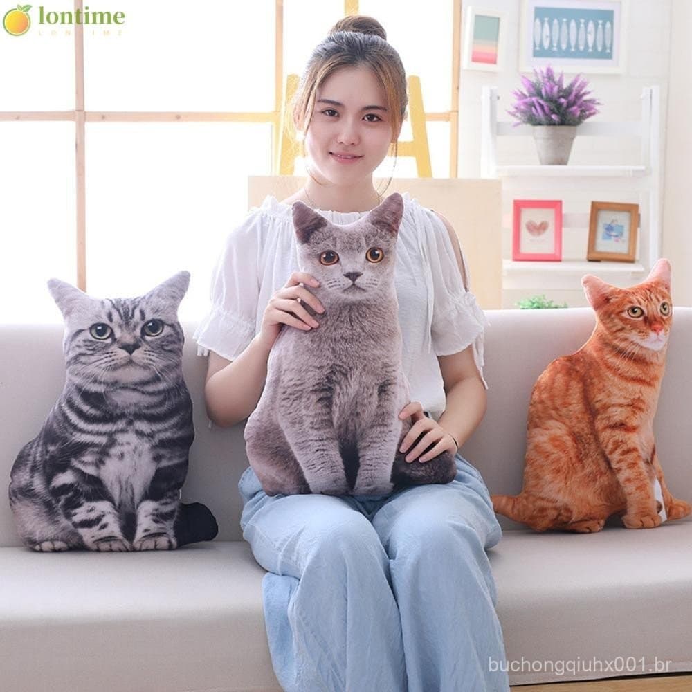LONTIME Boneca De Gato Realista , Travesseiro De Pelúcia De Simulação Macia De Desenho Animado , Almofada De Brinquedo D