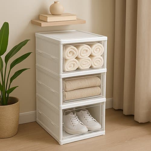 Armário Dobrável Multiuso Conectores Reforçados Roupas Quarto Lavanderia Branco