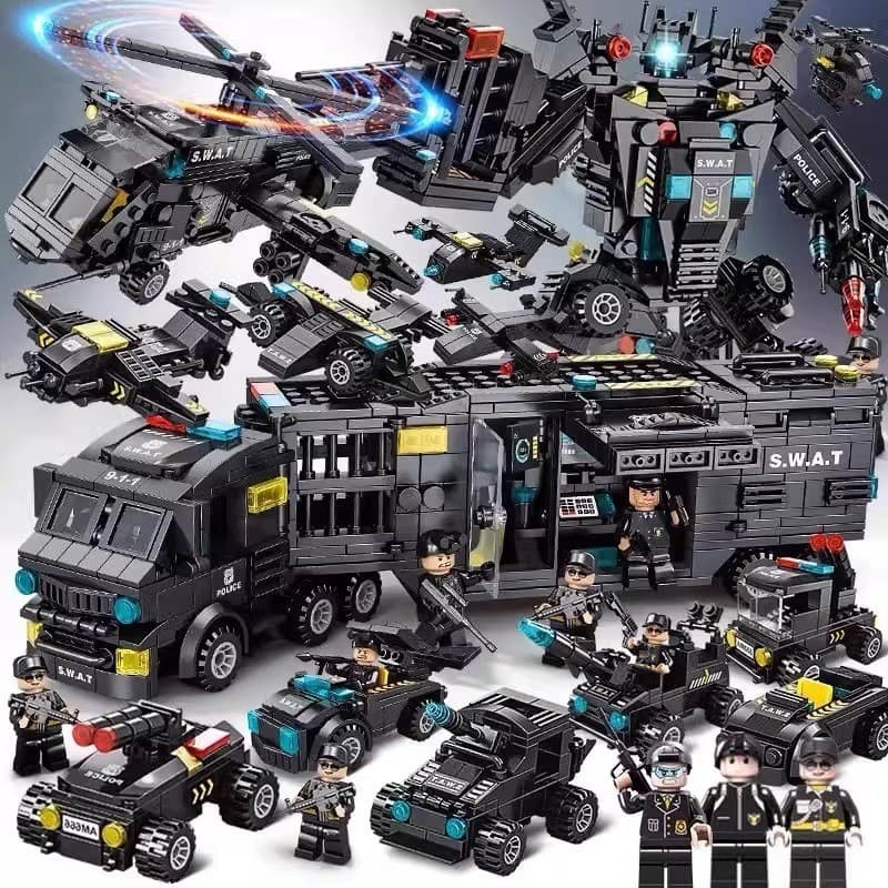 1.000 PCS Lego Blocos de Construção China SWAT Blocos de Construção Caminhão Montagem Educacional Menino Brinquedo Prese