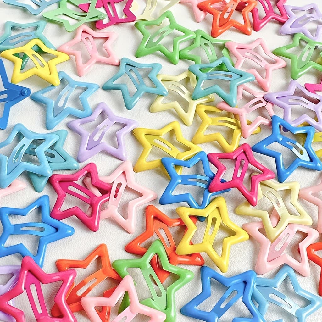 【50pcs】Grampos de Cabelo Estrela Coloridos Dopamina 50 Peças para Meninas Acessório Infantil