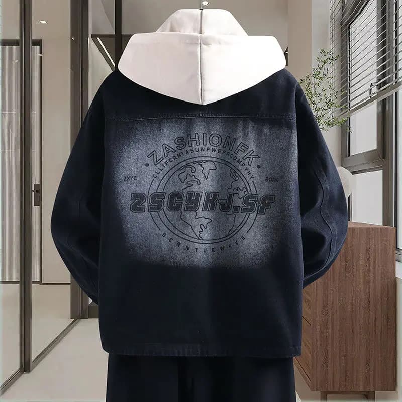 Moda chapéu Denim jaqueta masculina primavera outono 2025 jaqueta solta estudantes adolescentes na moda bonito roupas su
