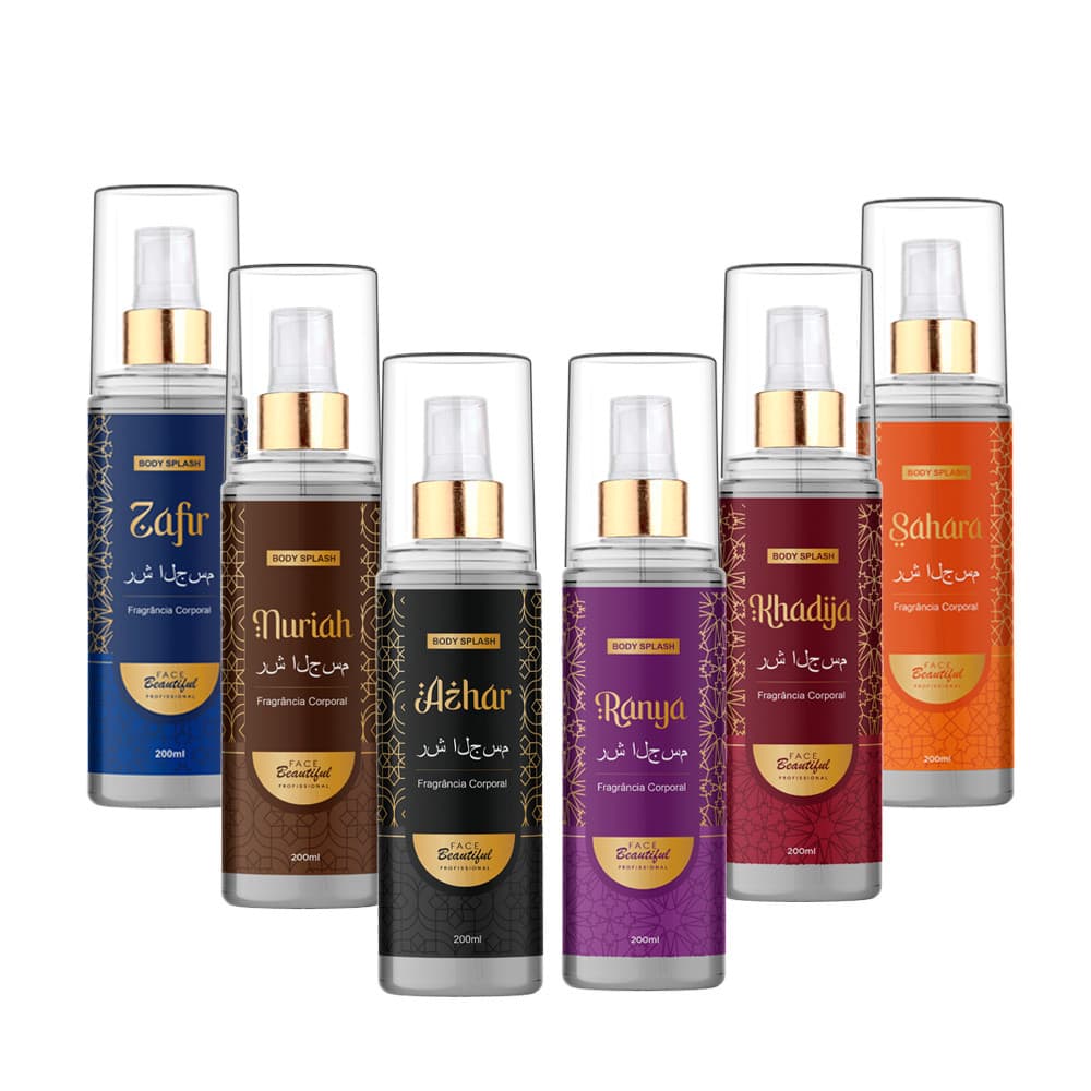 Kit Com 06 Body Splash  Arabes Feminino e Masculino Face Beautiful