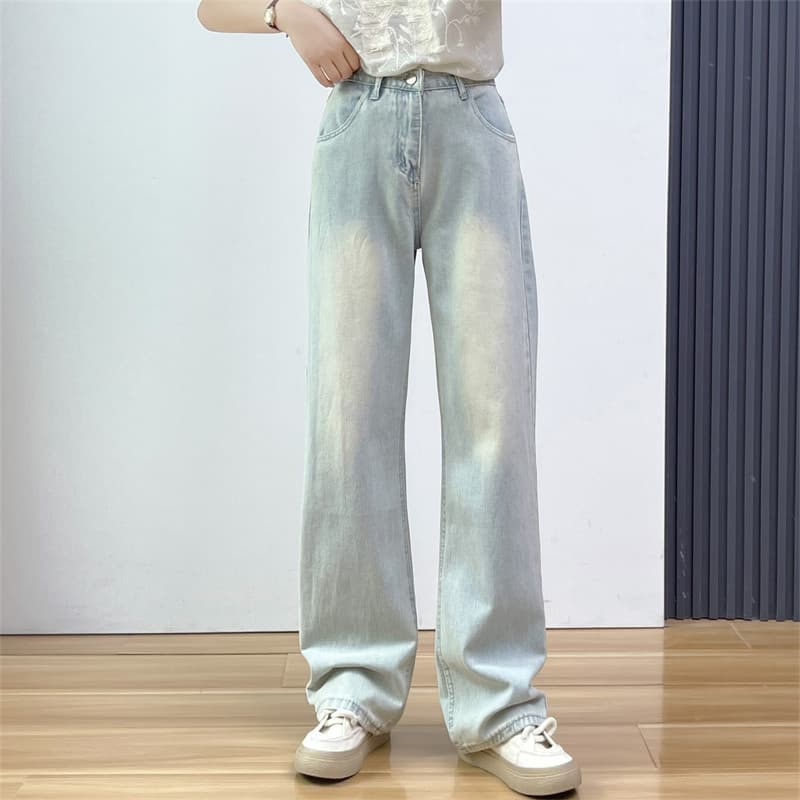 Huiyige outono calças Jeans femininas de cintura alta versão coreana calças casuais soltas calças Jeans desgastadas calç