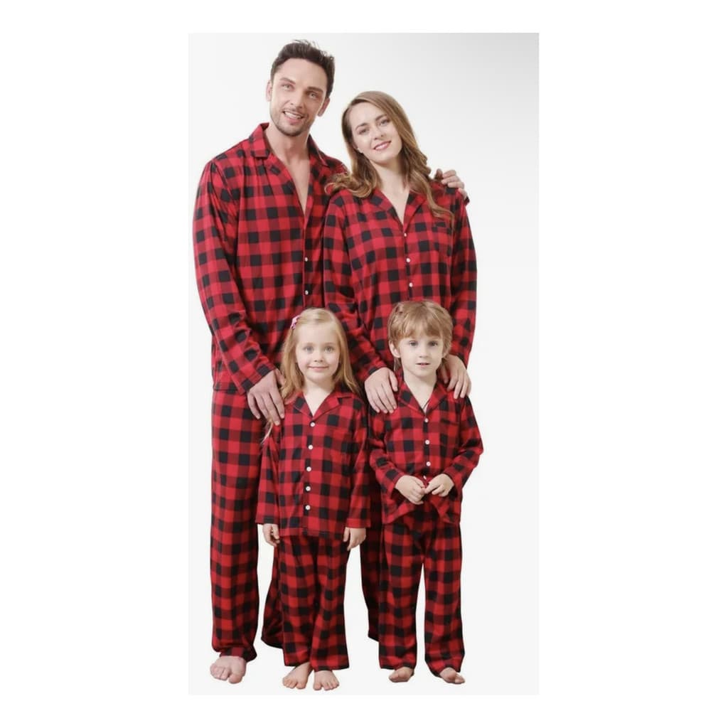 Pijama Térmico Neve Xadrez Adulto Longo Botão