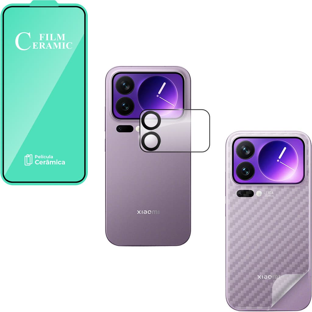Película Cerâmica + Película Câmera + Película Traseira P/ Xiaomi 17 Pro Max 5G