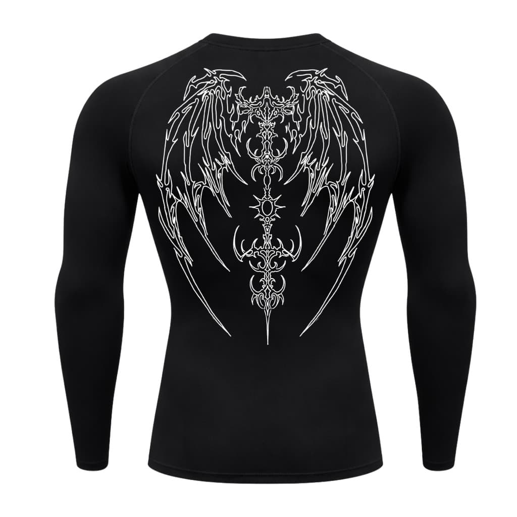Camiseta Compressão Uv Manga Longa Cyber Tribal Phantom Wings Rash Guard